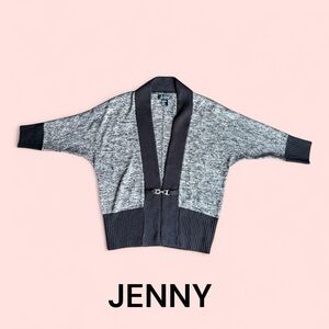 Open Front Gray and Black Cardigan Size M Silver Hardware Closure